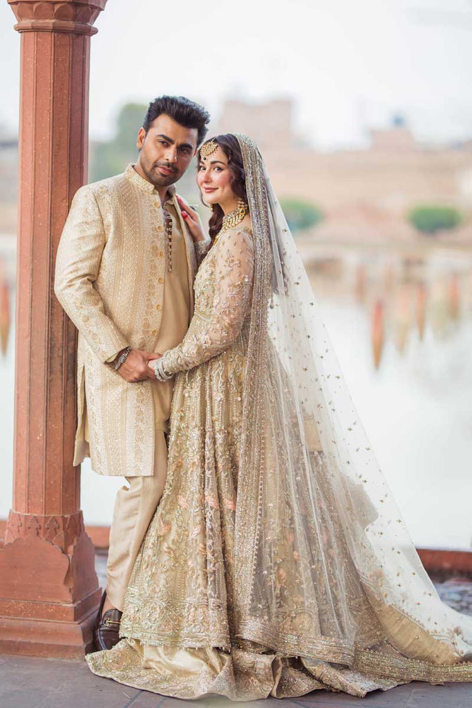 Pakistani Bridal Dress in Double Layered Traditional Pishwas Frock and Pink  Lehenga Style – Nameera by Farooq